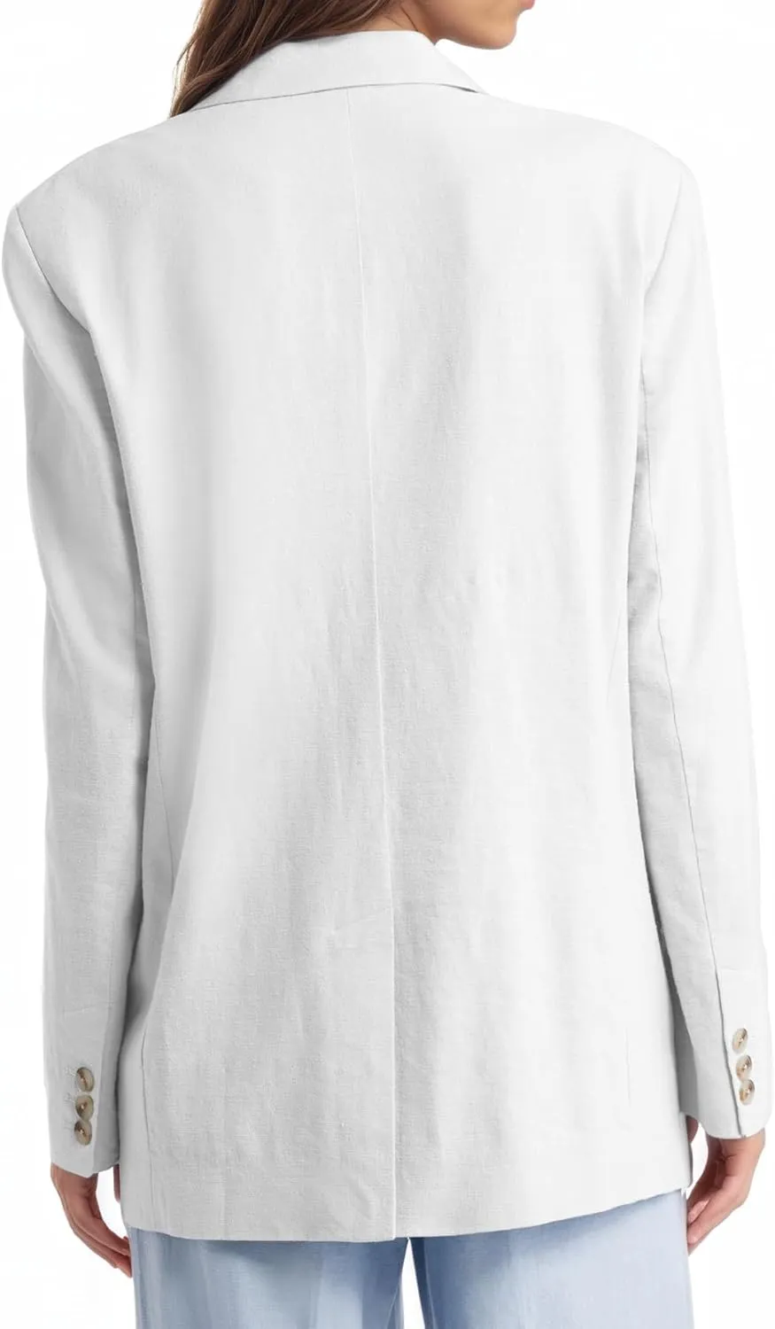 2025 Womens Summer Linen Blazer Long Lightweight One Button Trendy Casual Work Office Suit Jackets with Pockets