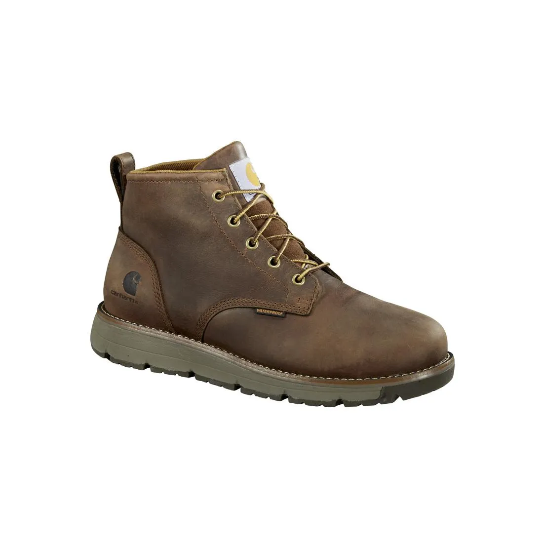 Brown 5-Inch Millbrook Waterproof Steel Toe Wedge Work Boots for Men