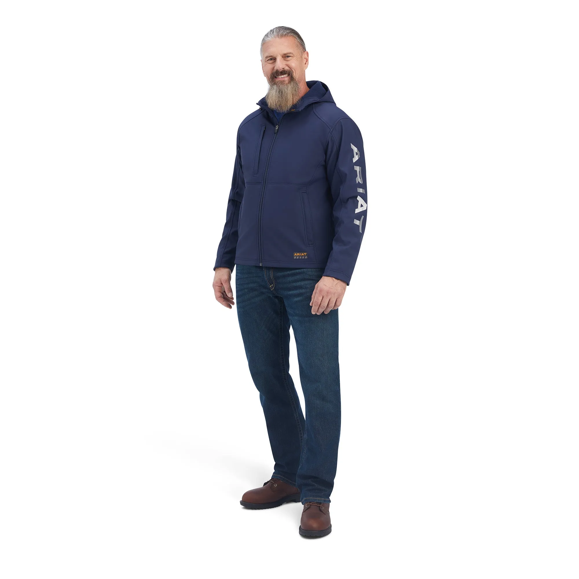 Ariat® Men's Rebar Stretch Canvas Navy Logo Softshell Jacket 10041629
