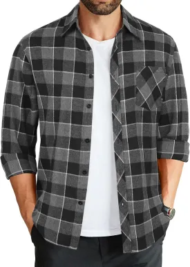 COOFANDY Men's Flannel Plaid Shirts Long Sleeve Button Down Shirts Casual Fall Shirt Jacket