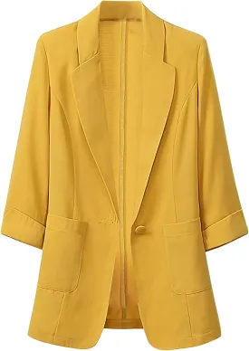 Cotton Linen Blazer for Womens Long Sleeve Stretchy Lightweight Casual Work Jacket Open Front 2024 Work Suit Jackets