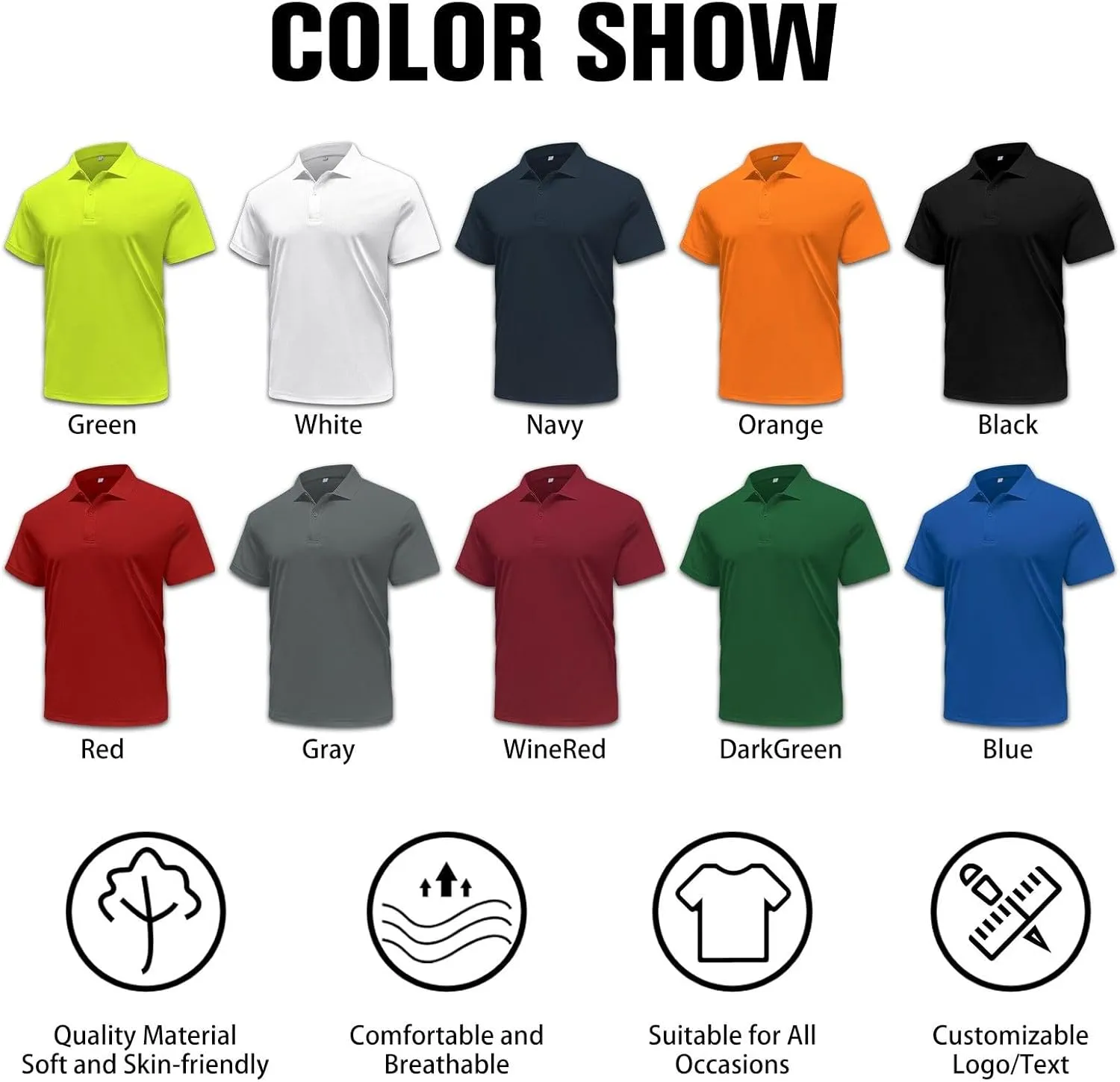 Custom Polo Shirts for Men Women Design Your Own Text/Logo/Photo Personalized Golf Company Work Polo Embroidered Print