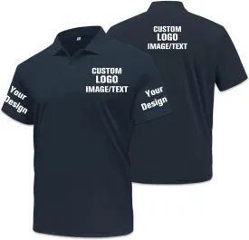 Custom Polo Shirts for Men Women Design Your Own Text/Logo/Photo Personalized Golf Company Work Polo Embroidered Print