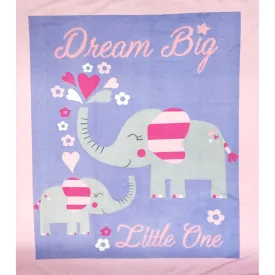 Cute Elephant on Purple Printed Polar Fleece Design 17 - 1.28M Panel