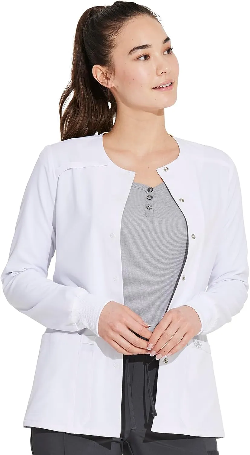 Dickies Scrub Jackets for Woman Snap Front Warm-up Jacket with 2 Pockets - DK305