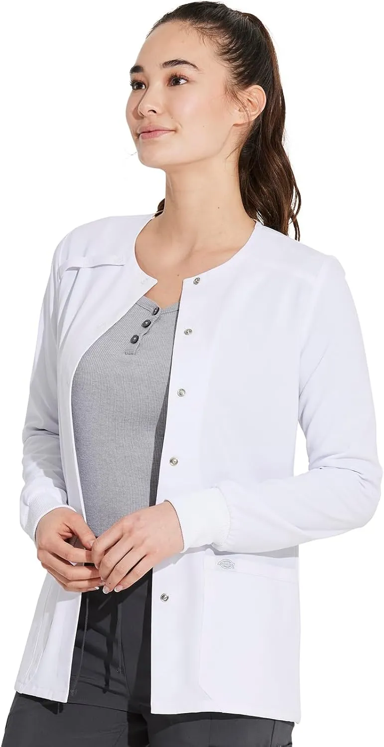 Dickies Scrub Jackets for Woman Snap Front Warm-up Jacket with 2 Pockets - DK305