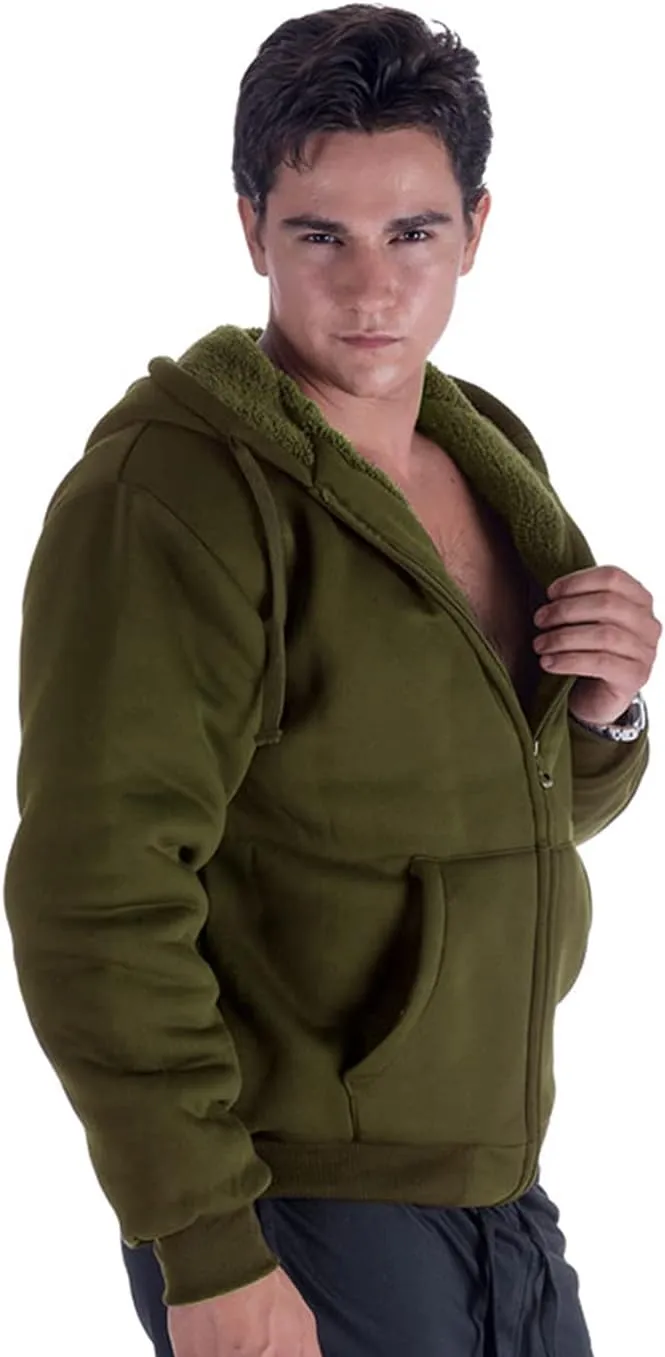 Gary Com Heavyweight Sherpa Hoodies for Men, Thick Fleece Lined Full Zip Up Winter Warm Sweatshirts Work Jackets