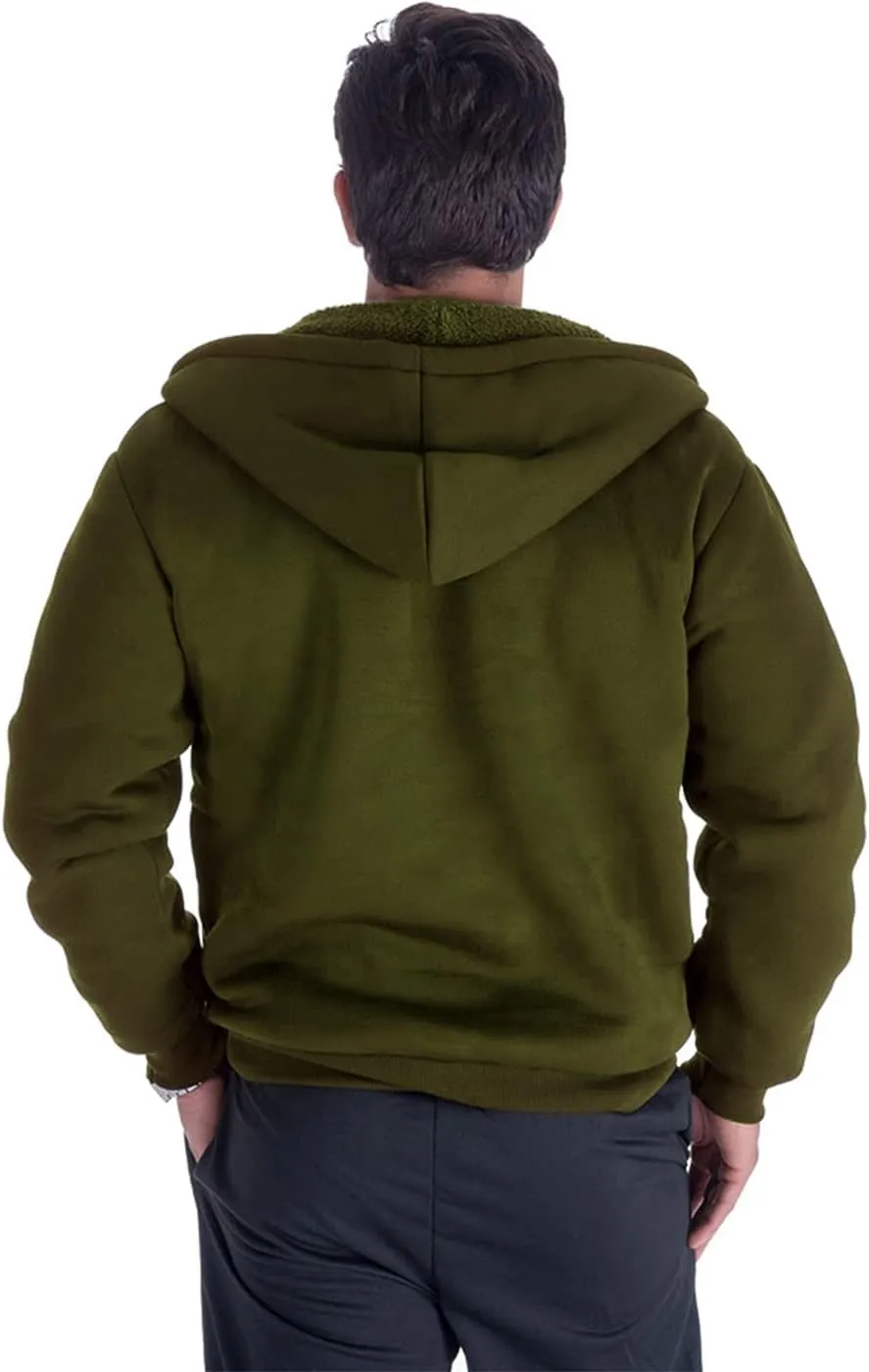 Gary Com Heavyweight Sherpa Hoodies for Men, Thick Fleece Lined Full Zip Up Winter Warm Sweatshirts Work Jackets