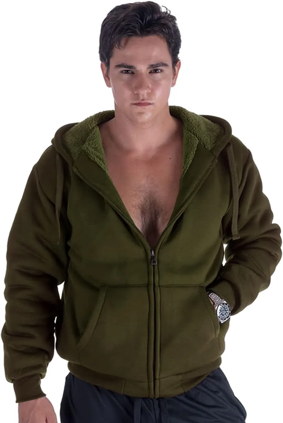 Gary Com Heavyweight Sherpa Hoodies for Men, Thick Fleece Lined Full Zip Up Winter Warm Sweatshirts Work Jackets