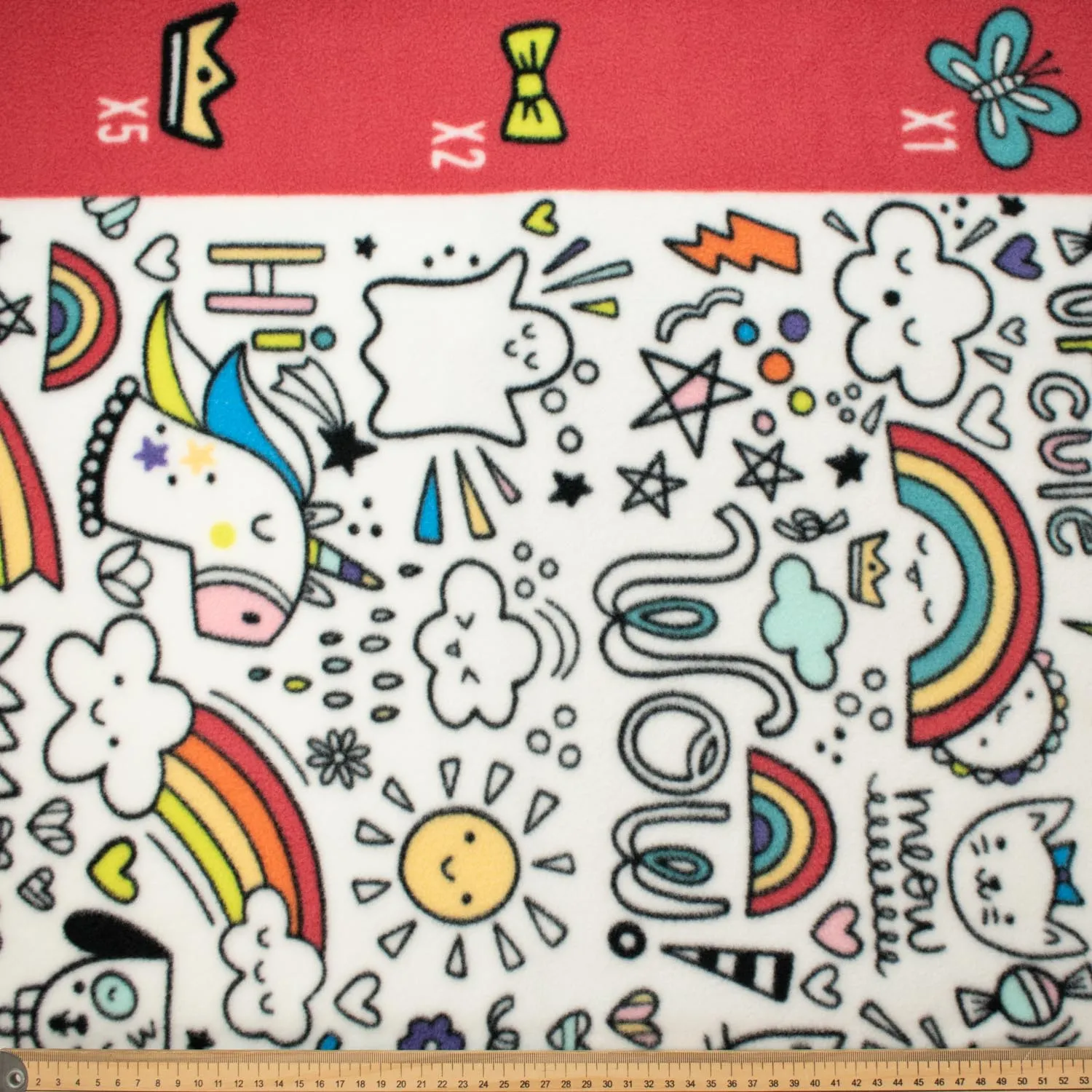 Happy Colourful Doodles Printed Polar Fleece Design 114 - 1.33M Panel