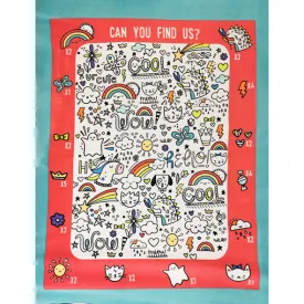 Happy Colourful Doodles Printed Polar Fleece Design 114 - 1.33M Panel