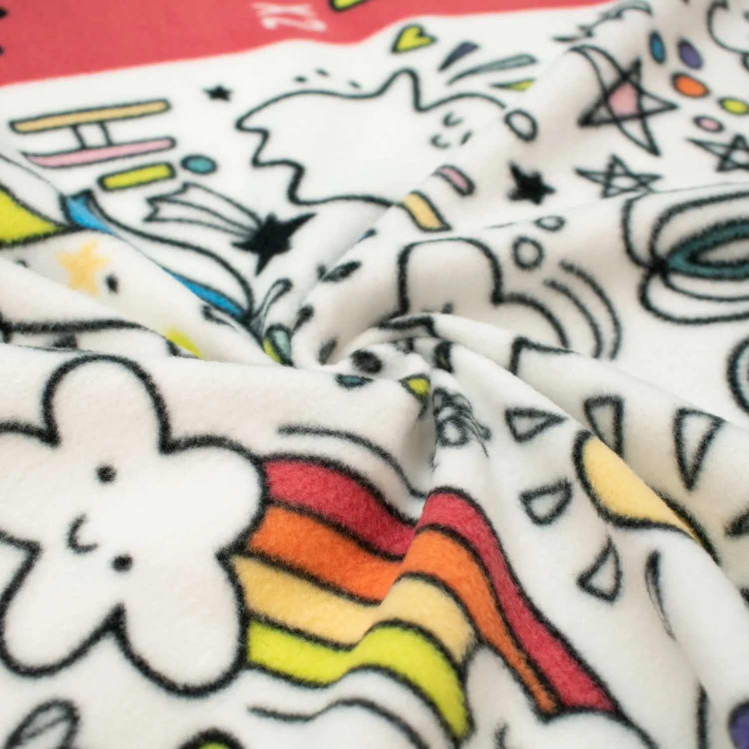 Happy Colourful Doodles Printed Polar Fleece Design 114 - 1.33M Panel