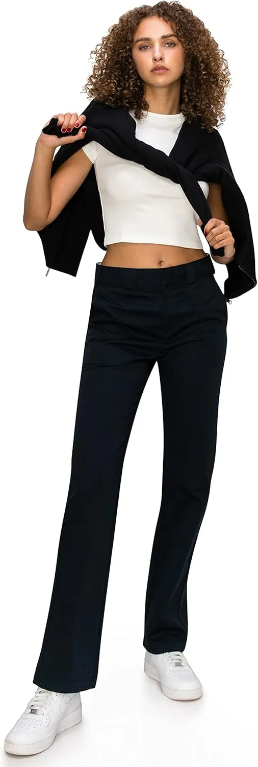 KHAKI & BLUE Women's Work Pants  High Rise Straight Leg Casual Trousers with Pockets