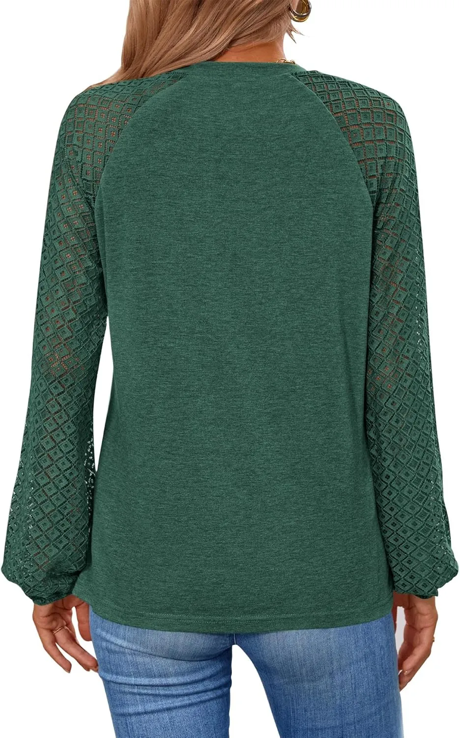 KIRUNDO Womens Tops 2025 Trendy Spring Lace Long Sleeve Dressy Casual Blouses Pleated Business Work Shirts Clothing
