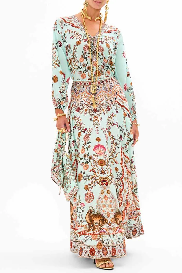 Lace Up Blouse in Weaving Worlds