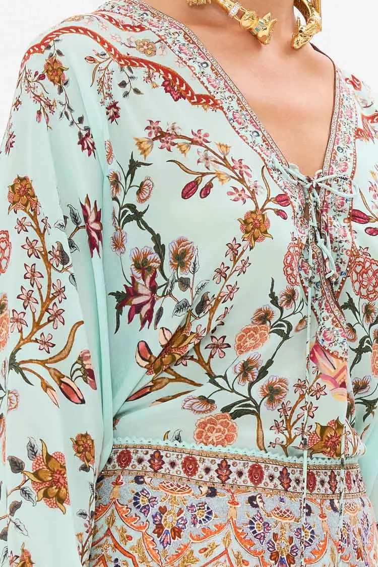 Lace Up Blouse in Weaving Worlds