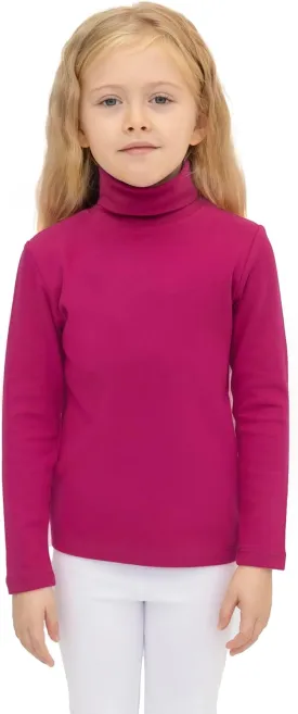 Lilax Girls' Basic Long Sleeve Turtleneck Cotton T-Shirt