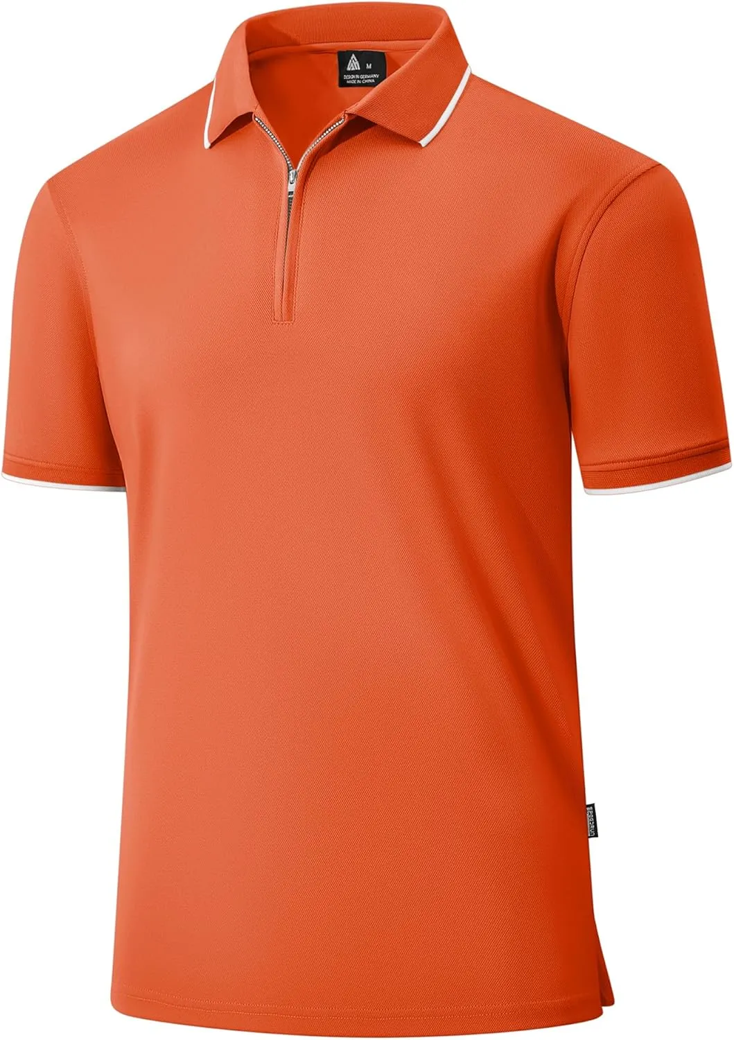 Polo Shirts for Men Zipper Moisture Wicking Golf Shirts Short Sleeve Casual Quarter Zip Polo T Shirt