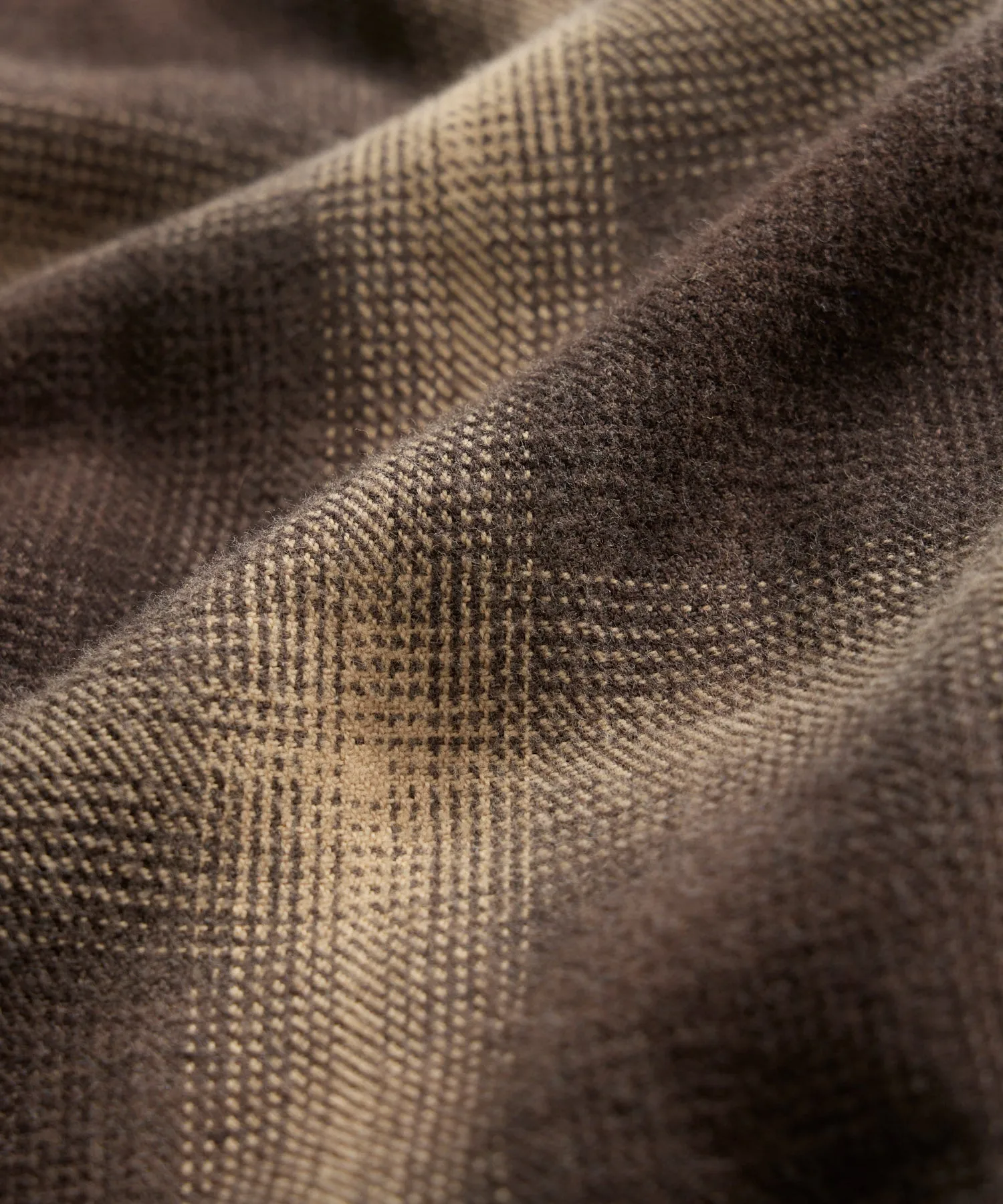 Relaxed Plaid Flannel Overshirt in Brown