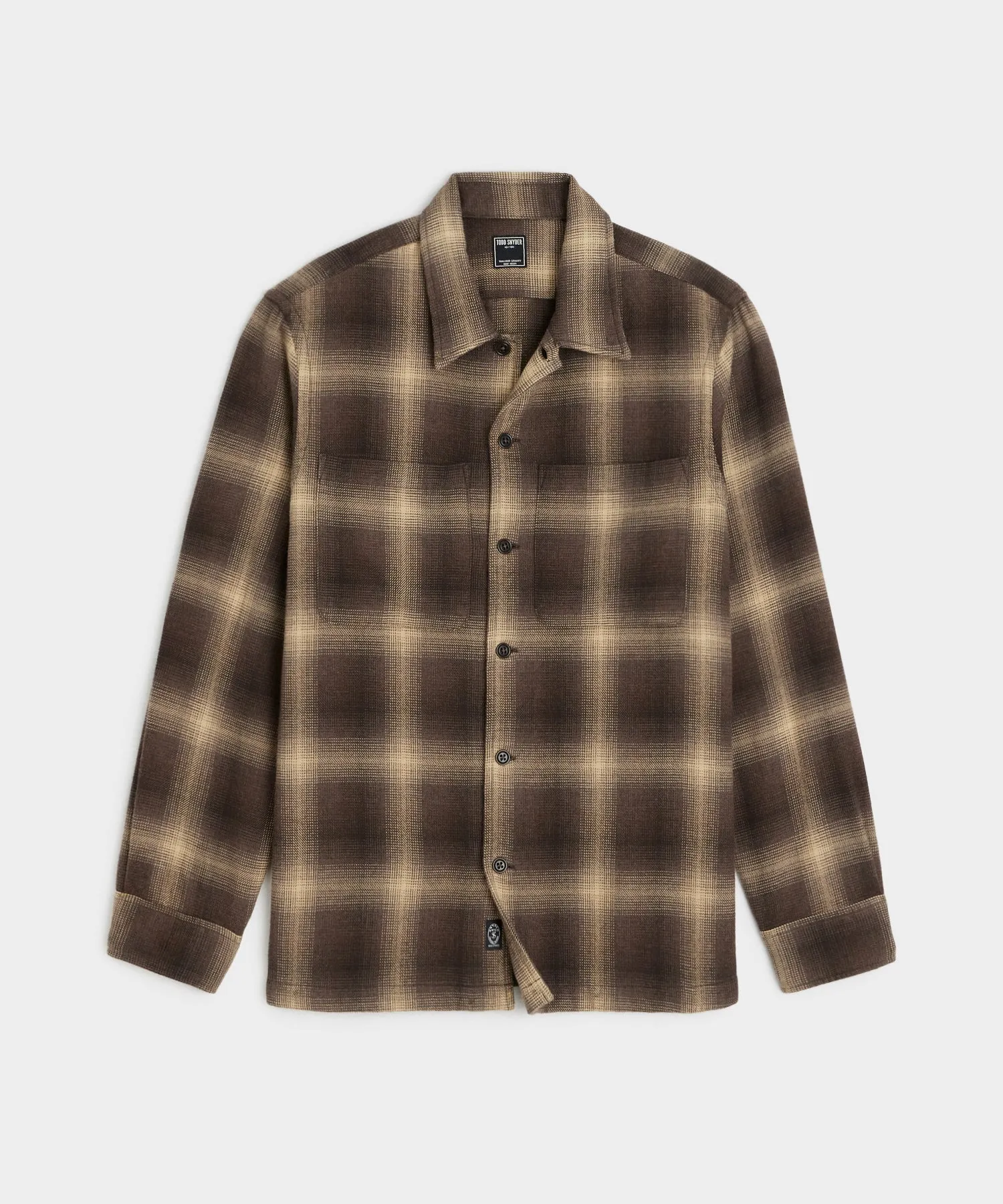 Relaxed Plaid Flannel Overshirt in Brown