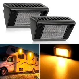 RV Exterior Light 2PCS 5 Inch Amber Beam Porch Lights Black Aluminum