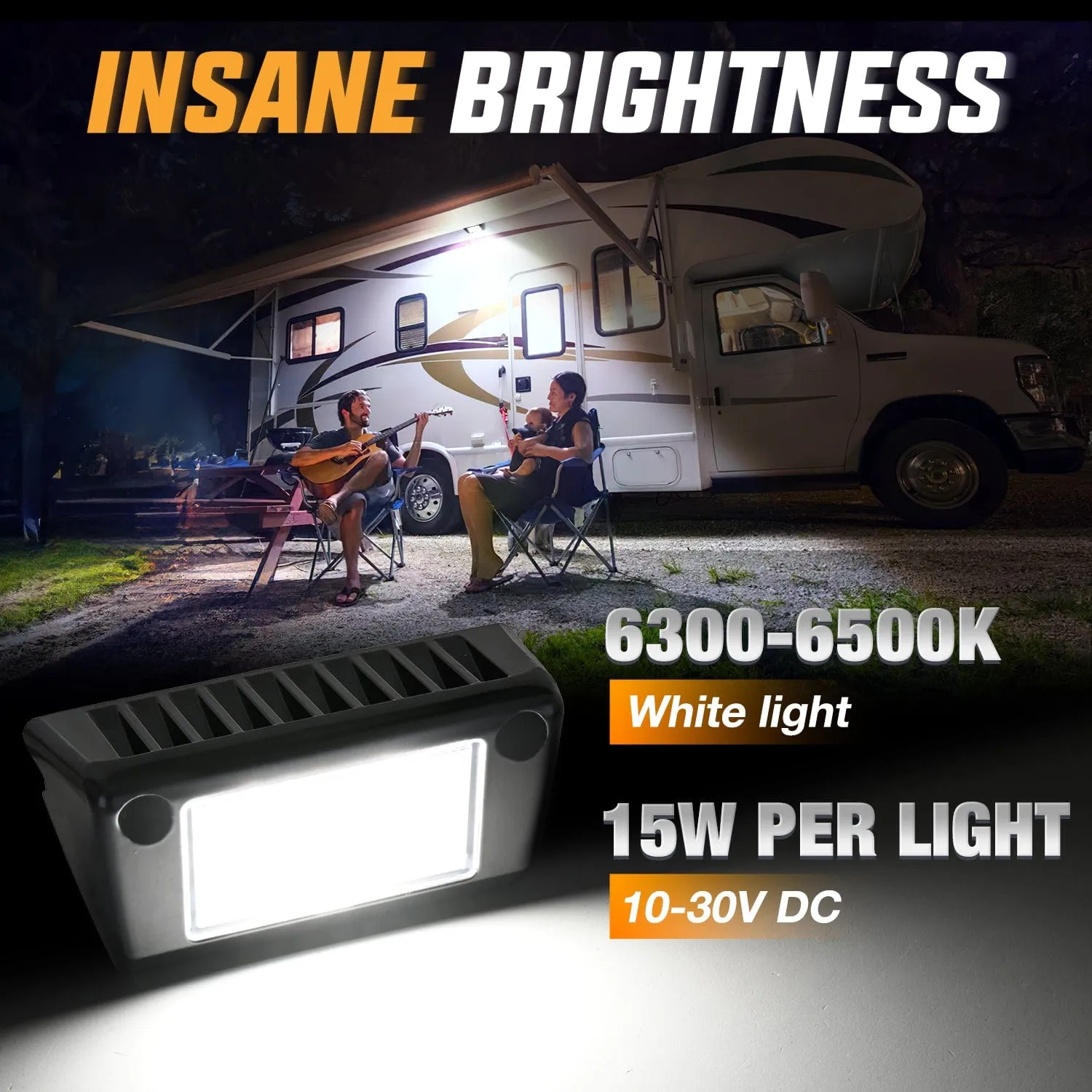 RV Exterior Light 2PCS 5 Inch White Beam Porch Lights Black Aluminum
