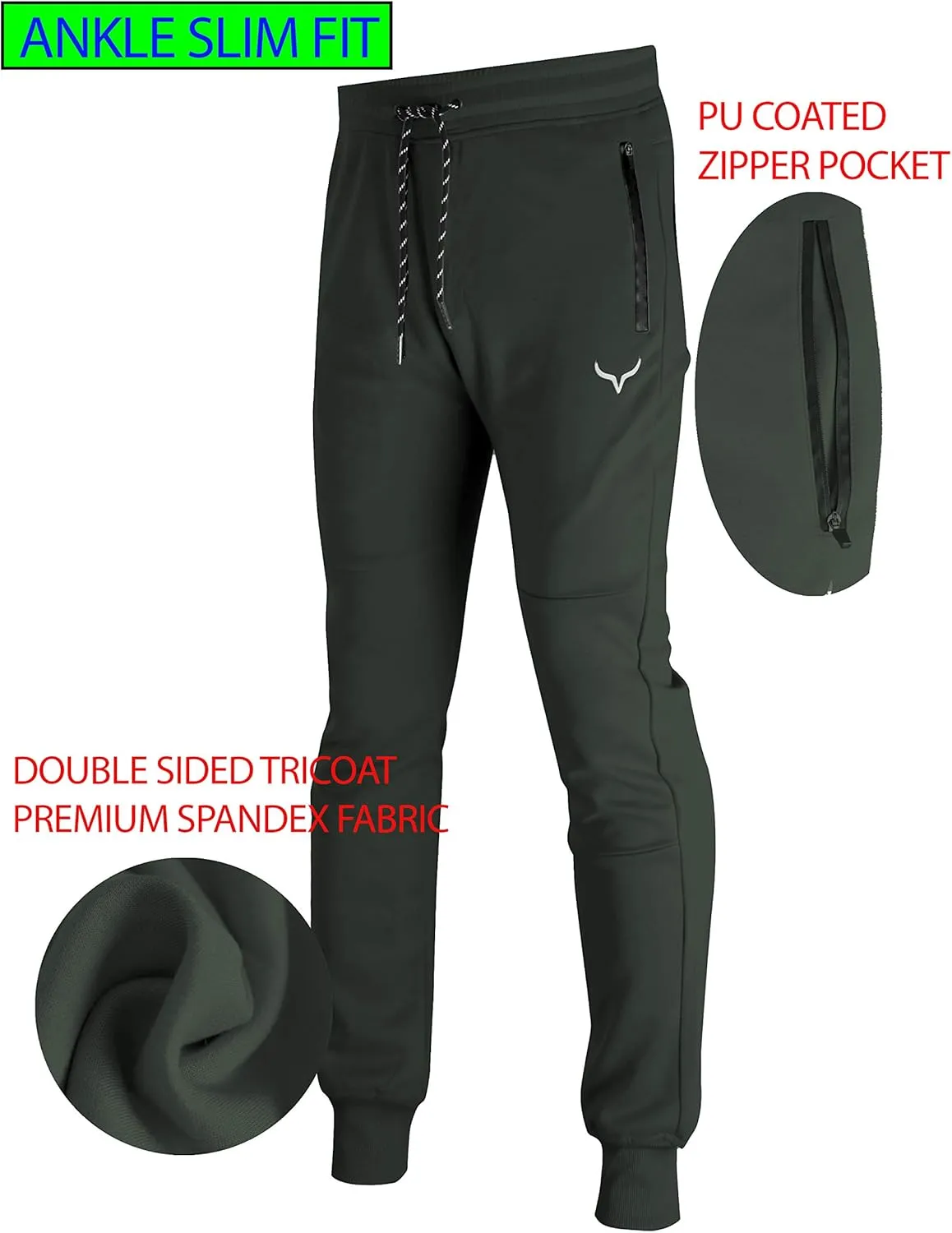 SCREENSHOT Sports Mens Spandex Fleece Athletic Jogger Fitness Workout Gym Sweatpants
