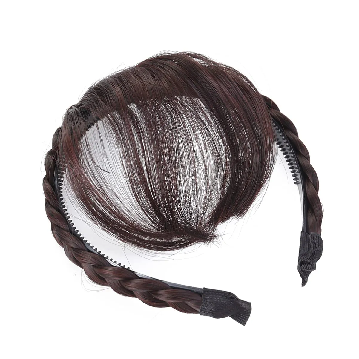 Uonlytech Front Hair Bangs Wigs - Synthetic Fringe Hair Extensions Headband for Women & Girls, Brown