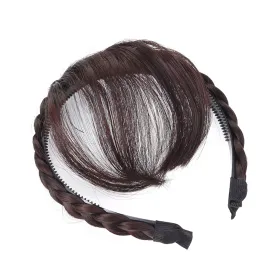 Uonlytech Front Hair Bangs Wigs - Synthetic Fringe Hair Extensions Headband for Women & Girls, Brown