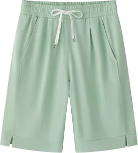 Vcansion Women's Casual Cotton Elastic Waist Drawstring Bermuda Shorts with Pockets