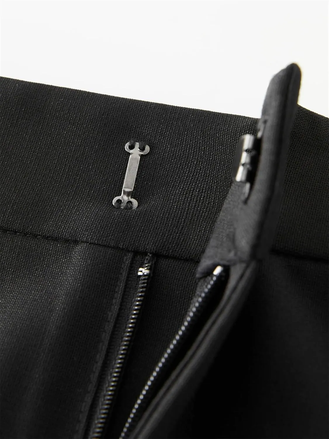 Women's Black Long Skirts Casual High Waist Back Slit Split Zipper Office Work Pencil Skirt