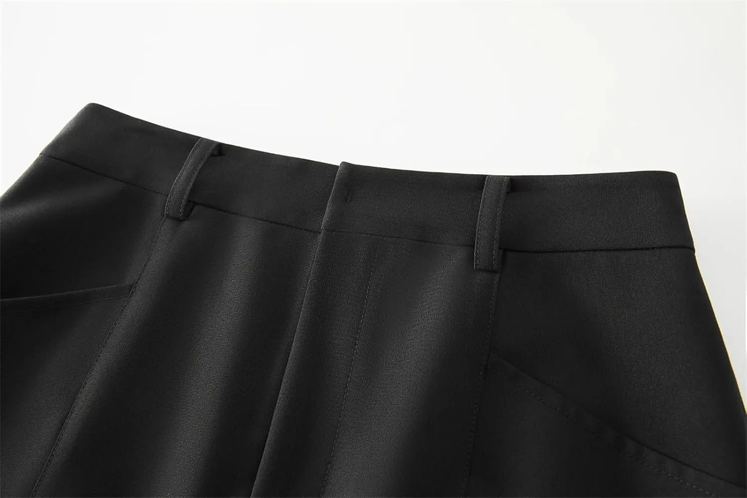 Women's Black Long Skirts Casual High Waist Back Slit Split Zipper Office Work Pencil Skirt