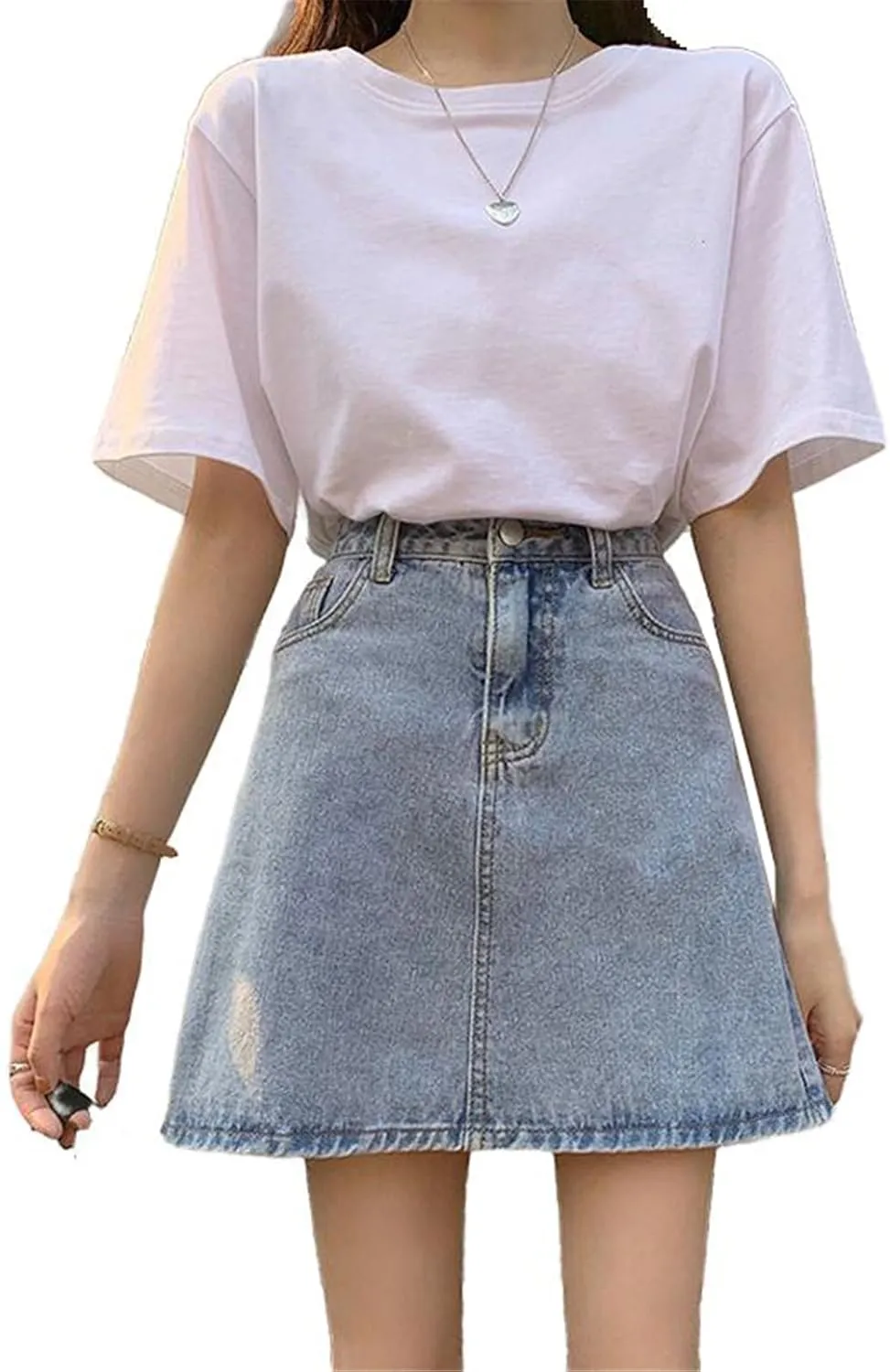 Women's Skirt Female's Black High Waist Aline Denim Mini Skirts