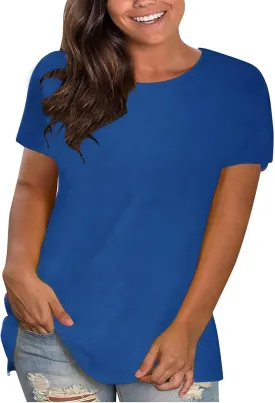 Womens Summer Tops Button Up V Neck 3/4 Sleeve Blouse Fashion Soft Solid Plain Top Casual Shirts Going Out